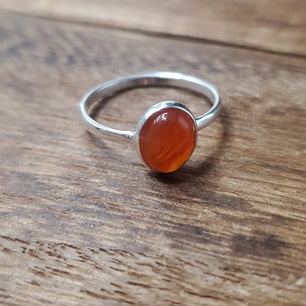 Orange Citrine Sterling Silver 925 Size 6‎ R378 - Picture 2 of 3